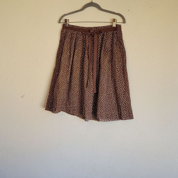 GAP midi skirt size 2 brown white pokadot - Picture 1 of 16